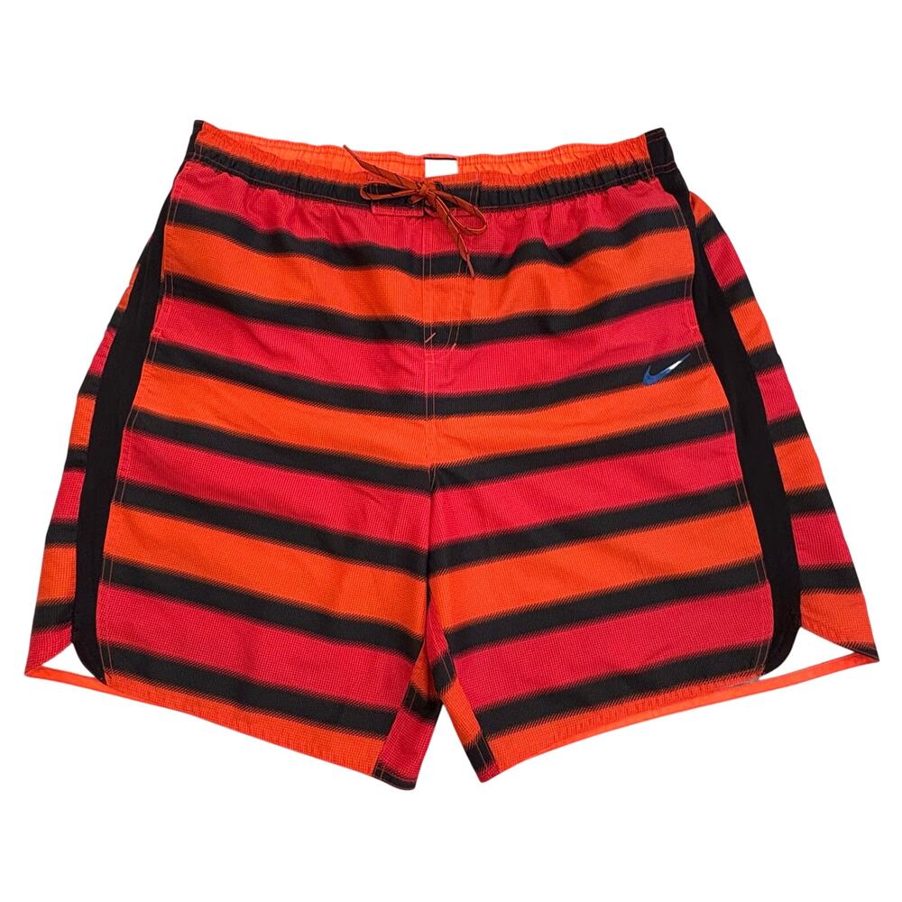 Nike Mens Swimming Trunks XXL Bright Shades of Orange Black Stripe Resort Wear